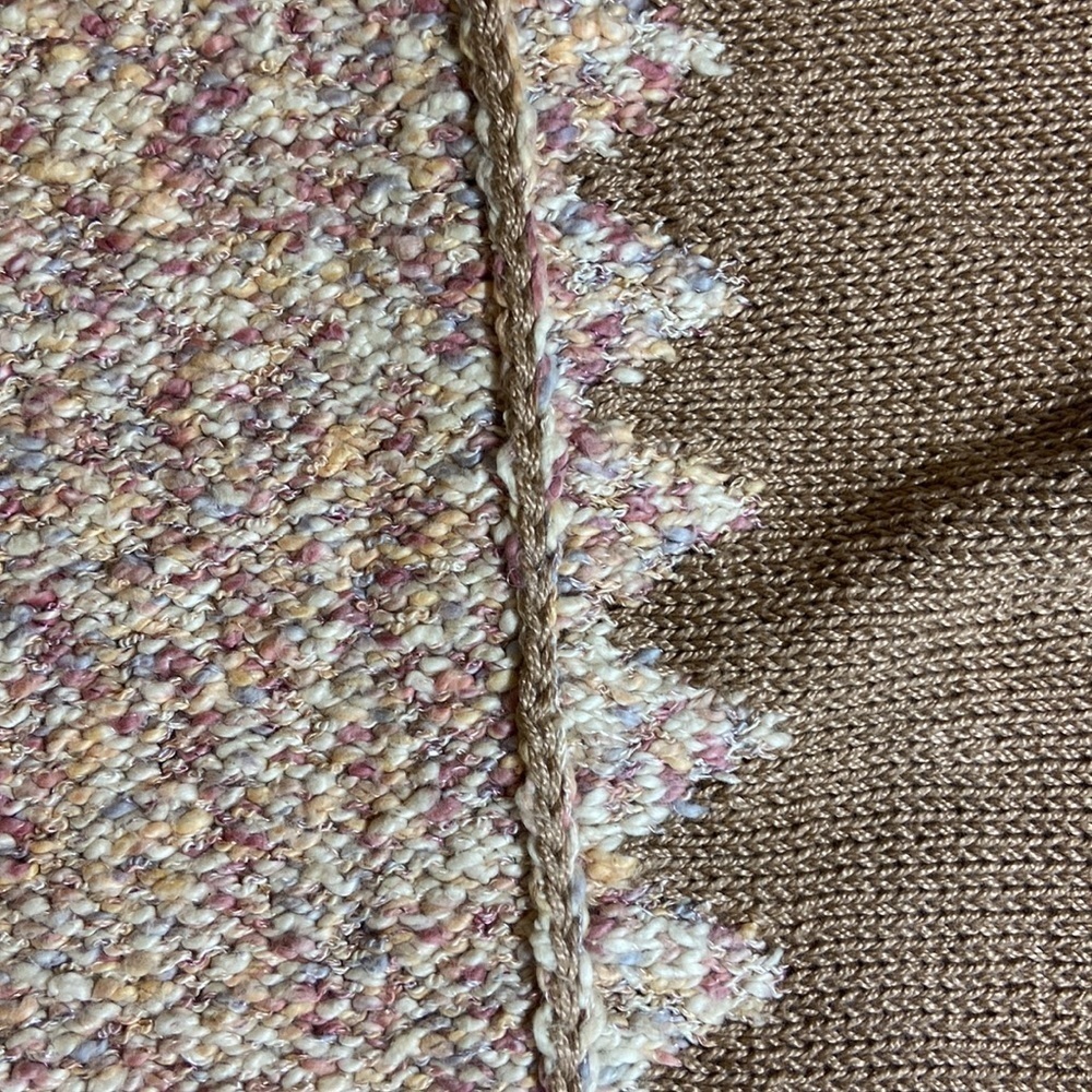 Handmade Knit Boho Sweater Tan Cream Pastel Cozy Cottagecore Large Chunky - Picture 11 of 14